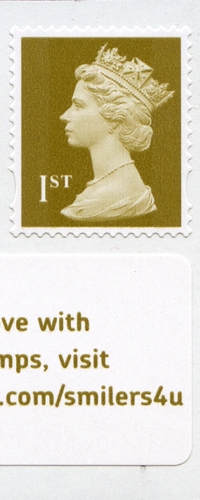 2008 GB - UJW6 1st Gold (W) S-Adhesive from SA2 Booklet r1.2 MNH